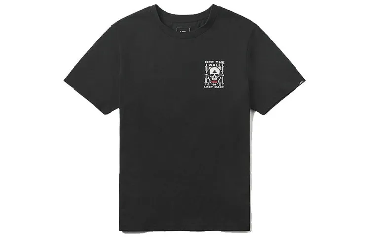 Vans T-Shirts Men's Black Crew Neck Moderate Straight Fit