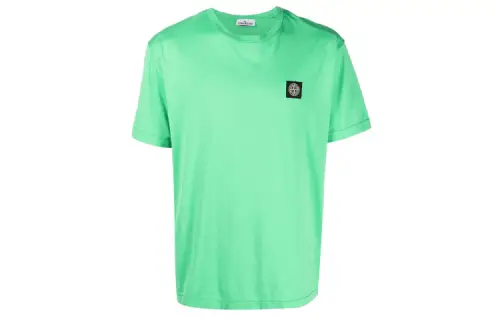 STONE ISLAND T Shirts Men's Green Crew Neck Moderate Straight Fit