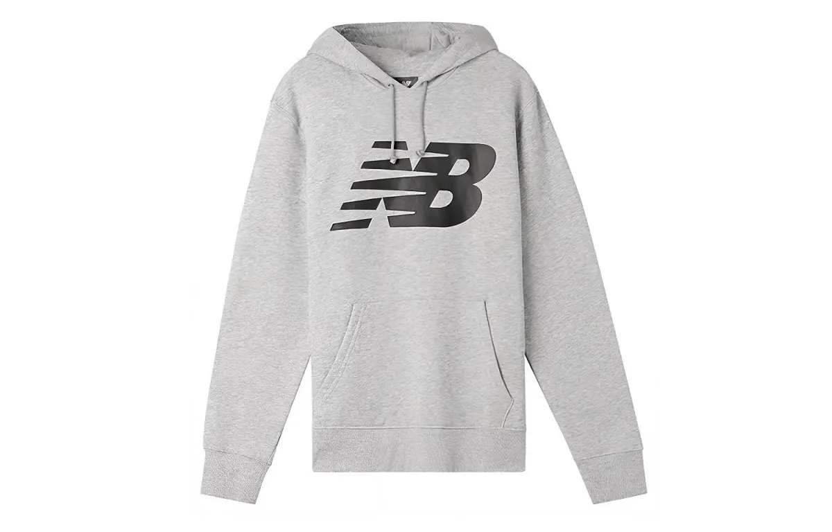 New Balance Sweatshirts Men's Silvery White Hooded Moderate Regular