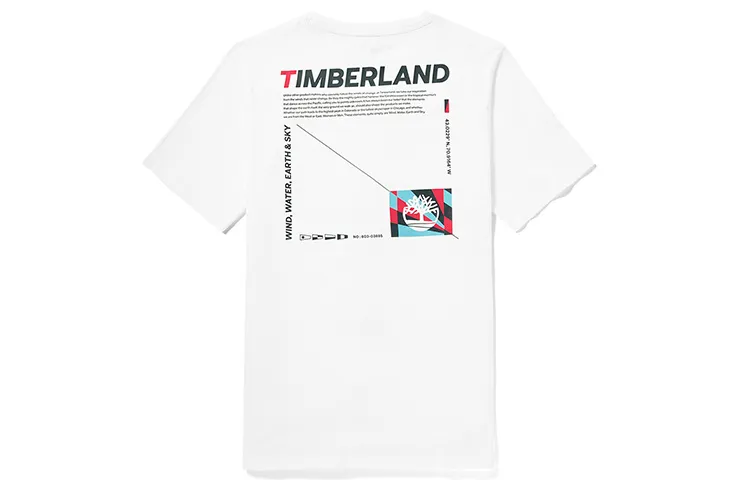 Timberland T-Shirts Men's White Crew Neck Moderate Straight Fit