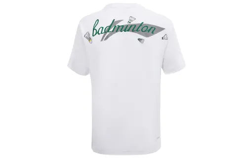 Li Ning Badminton Collection T Shirts Men's White Crew Neck Moderate Straight Fit