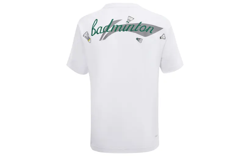 Li Ning Badminton Collection T Shirts Men's White Crew Neck Moderate Straight Fit