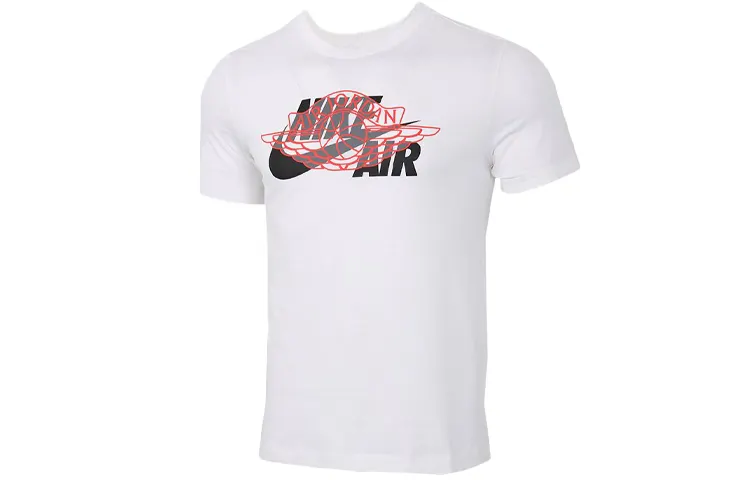 Jordan Air T Shirts Men's White Crew Neck Moderate Straight Fit