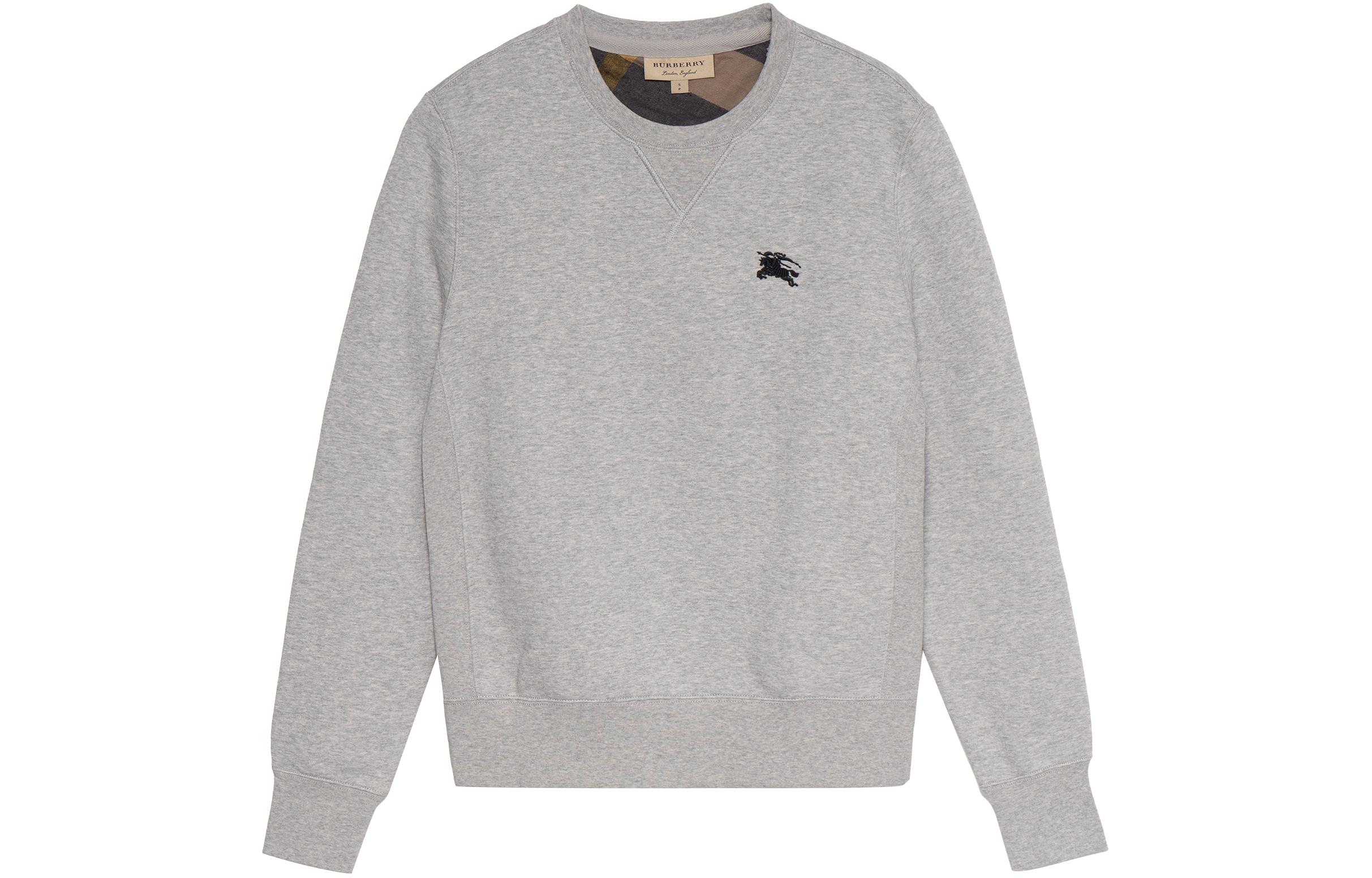 Burberry Burberry solid color embroidered riding logo pullover sweatshirt for men, light gray