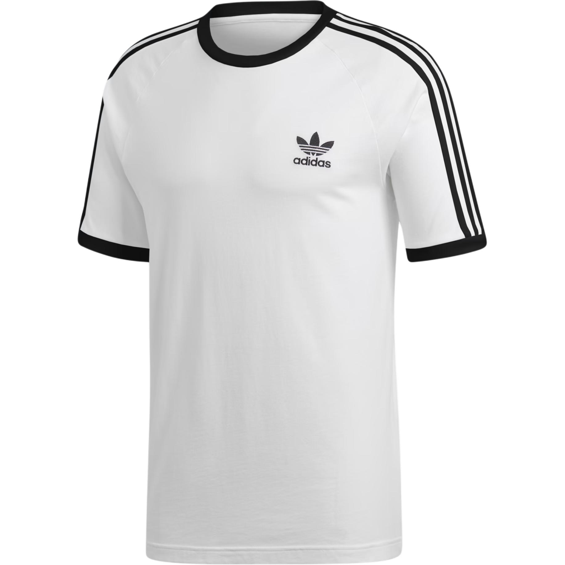 Adidas originals 3-Stripes Tee clover retro stripe series three stripes casual round neck logo cotton short-sleeved T-shirt international version men's white