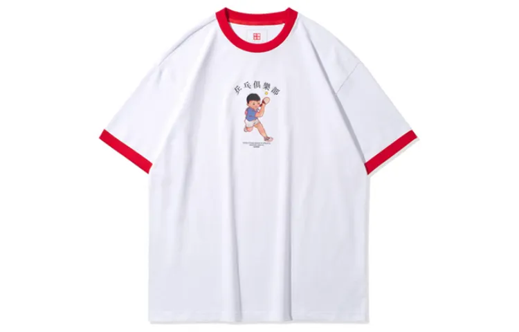 Li Ning T Shirts Men's White Crew Neck Moderate Straight Fit
