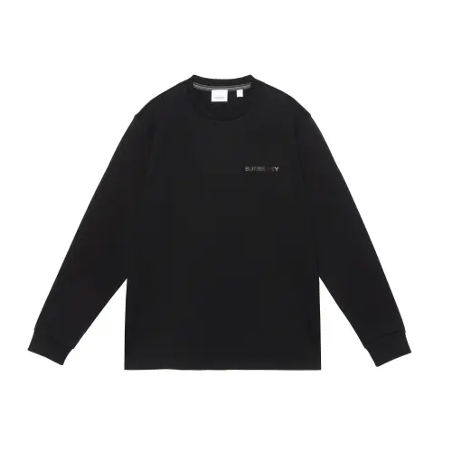 Burberry T Shirts Men's Black Crew Neck Moderate Straight Fit