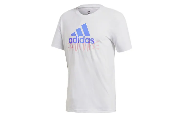 Adidas T-Shirts Men's White Crew Neck Moderate Straight Fit