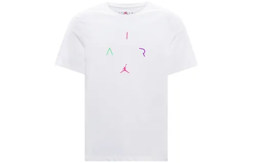 Jordan Air T Shirts Men's White Crew Neck Moderate Straight Fit