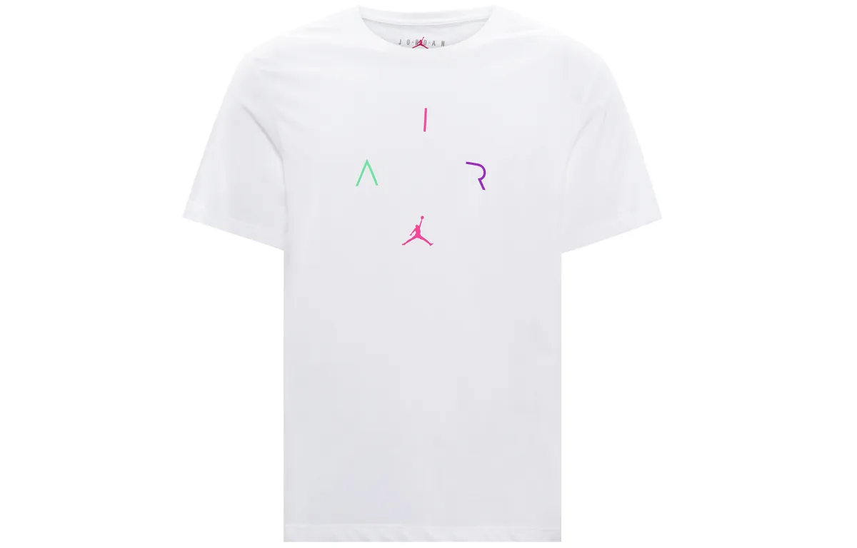 Jordan Air T-Shirts Men's White Crew Neck Moderate Straight Fit