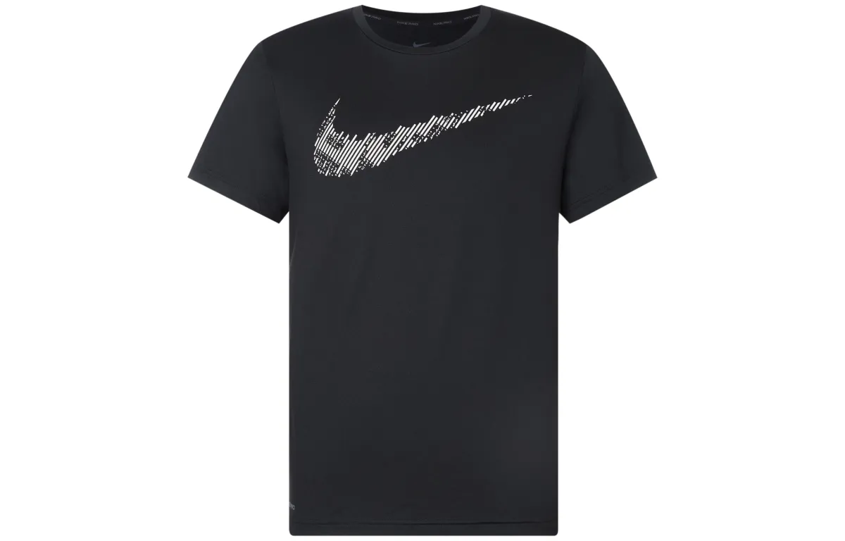 Nike T-Shirts Men's Black Crew Neck Moderate Straight Fit