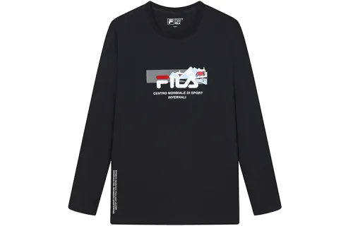 FILA T Shirts Men's Jet Black Crew Neck Moderate Straight Fit