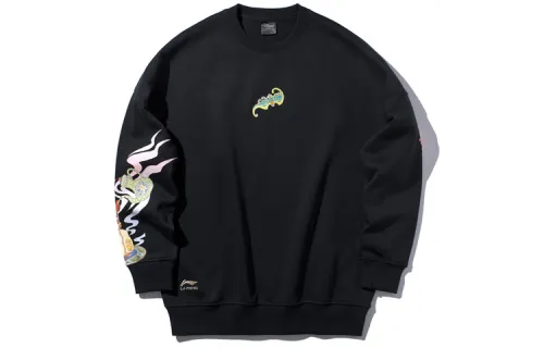 Li Ning X Disney Sweatshirts Men's New Standard Black Crew Neck Thickened Regular