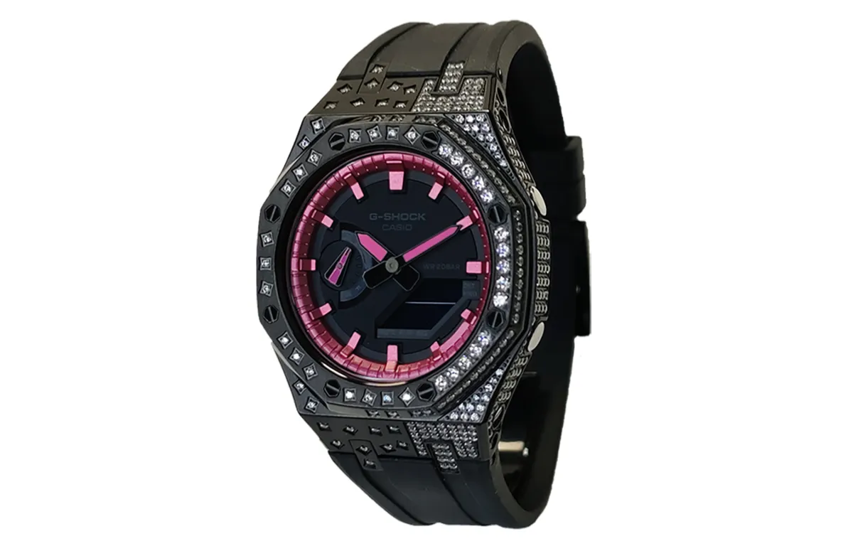 CASIO Custom Collection Electronic Movement Fluoroelastomer Strap Watch Men's Watches Black Dial
