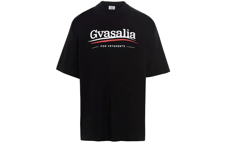 Vetements T Shirts Men's Black Crew Neck Moderate Straight Fit