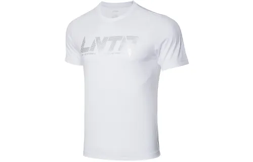 Li Ning T Shirts Men's White Crew Neck Moderate Straight Fit