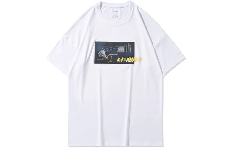 Li Ning T Shirts Men's White Crew Neck Moderate Straight Fit