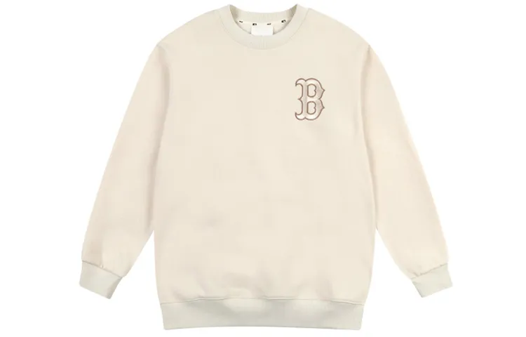MLB Boston Red Sox Sweatshirts Unisex Ecru Crew Neck Thickened Regular