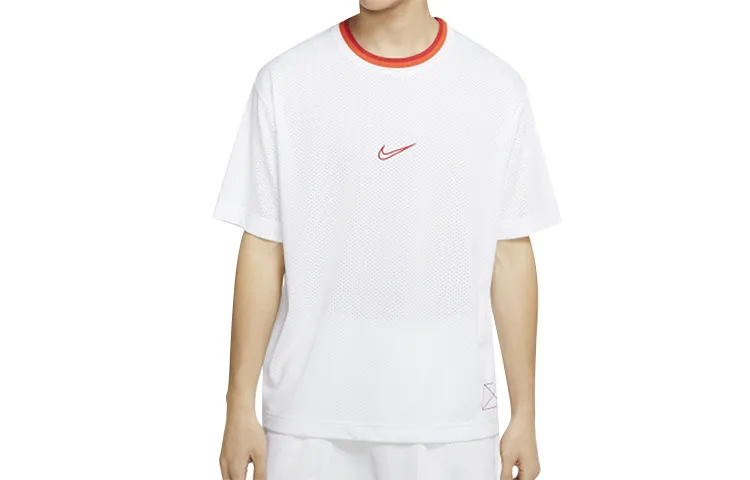 Nike T-Shirts Men's White Crew Neck Moderate Straight Fit