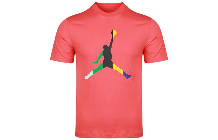Jordan DNA Jumpman T-Shirts Men's Coral Red Crew Neck Moderate Straight Fit