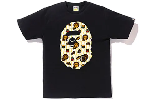 A BATHING APE Head Series T Shirts Unisex Crew Neck Moderate Straight Fit