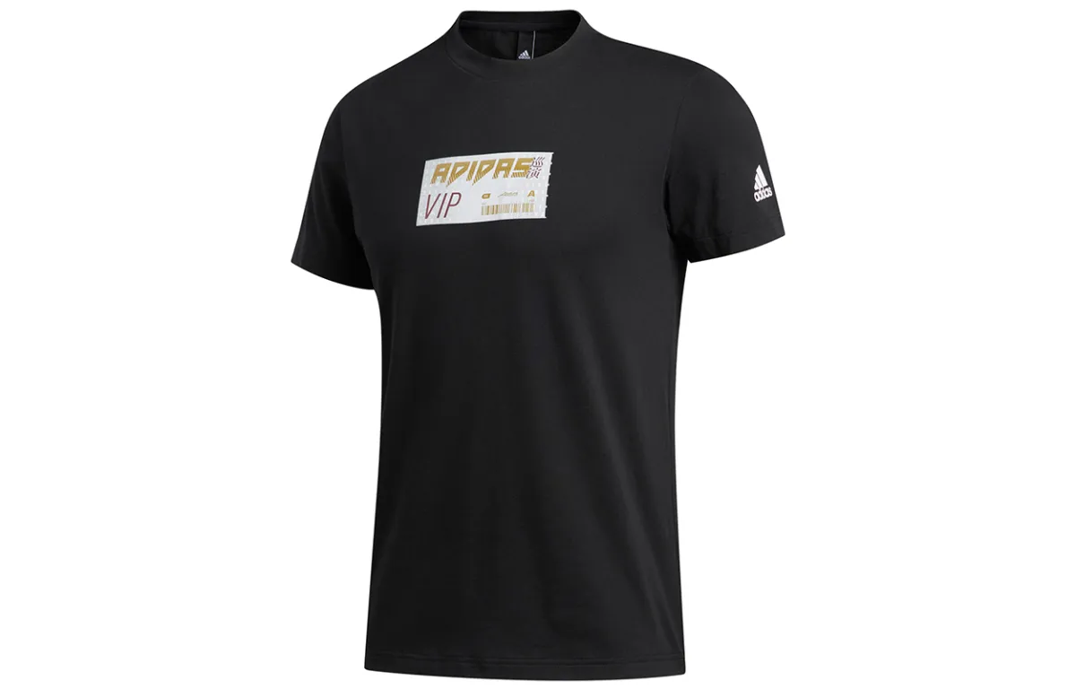 Adidas T-Shirts Men's Black Crew Neck Moderate Straight Fit