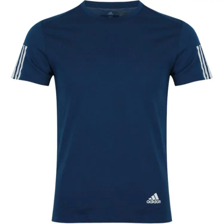 Adidas T-Shirts Men's Blue Crew Neck Moderate Straight Fit