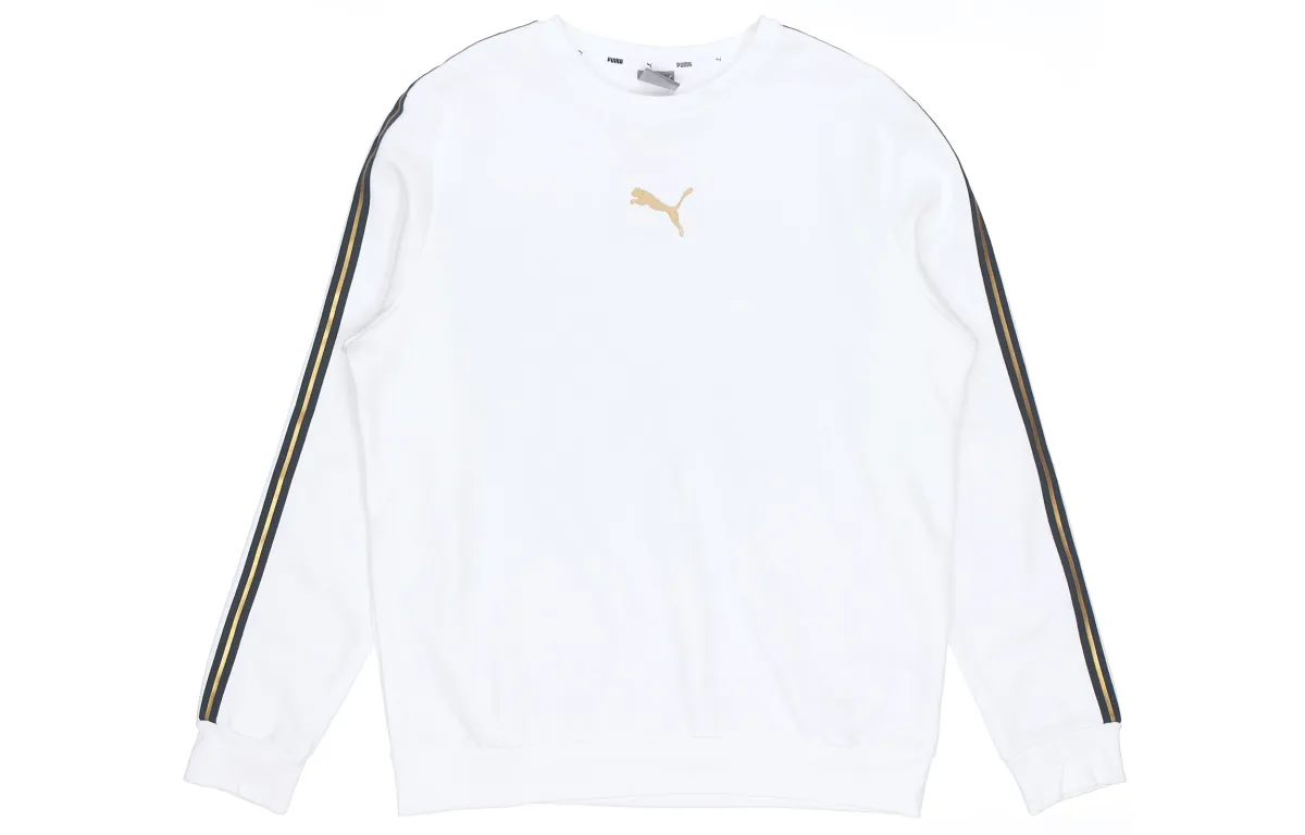 PUMA Metallic Nights Fleece Lined Thermal Crew Neck Pullover Sweatshirt Men's White