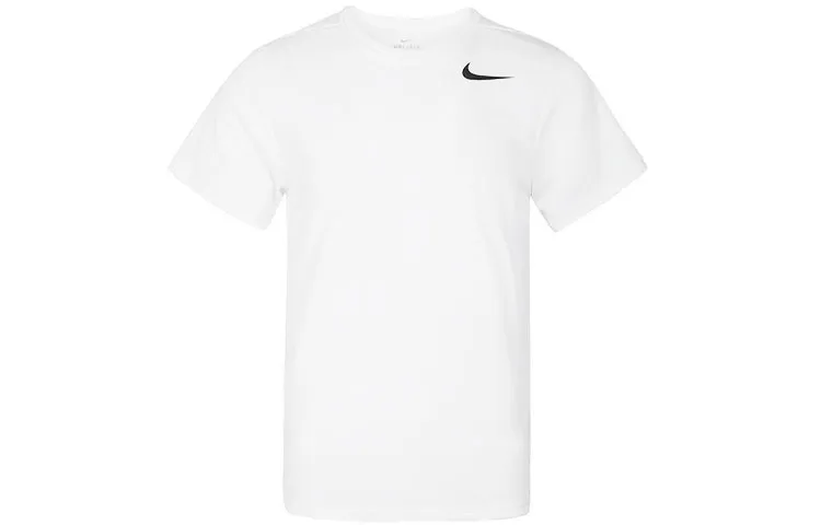 Nike T-Shirts Men's White Crew Neck Moderate Straight Fit