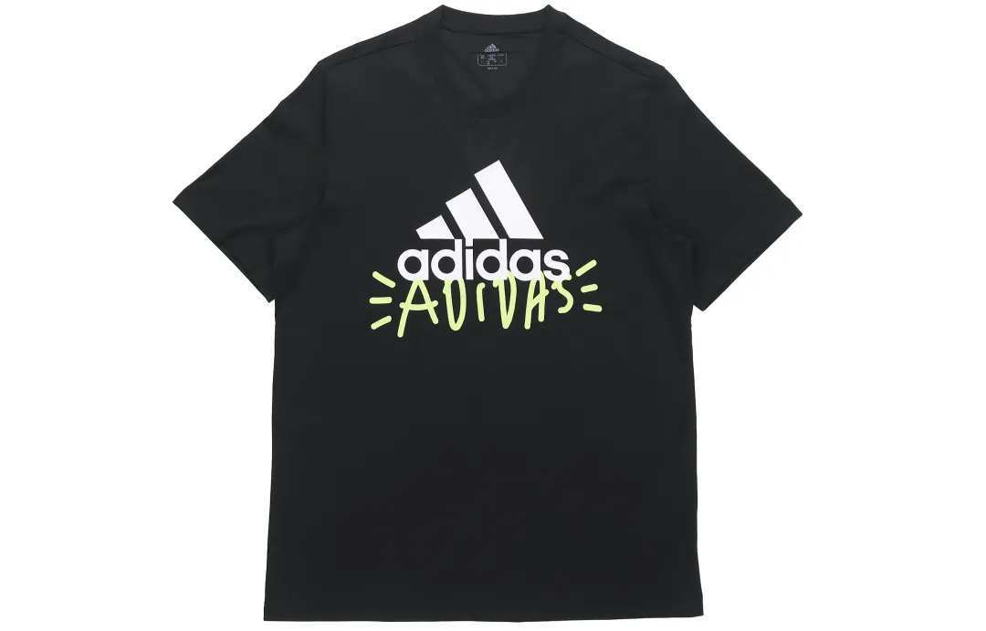 Adidas T Shirts Men's Black Crew Neck Moderate Straight Fit
