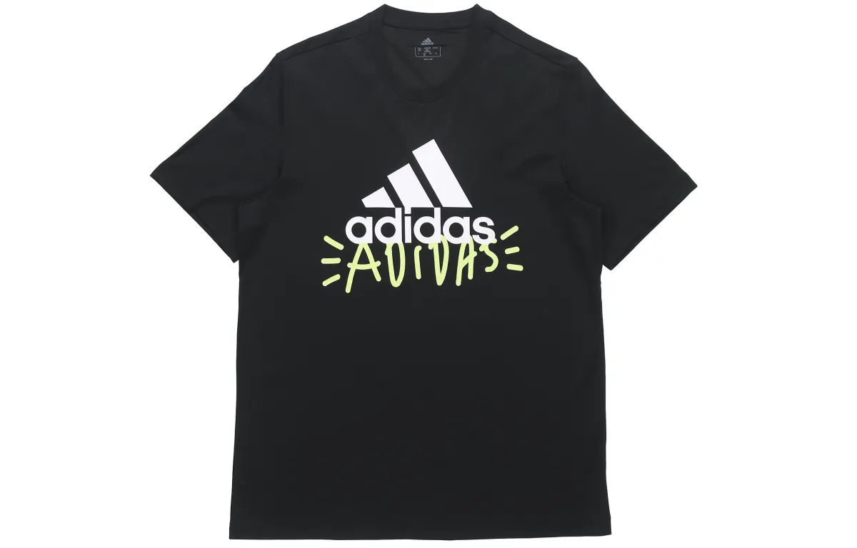 Adidas T-Shirts Men's Black Crew Neck Moderate Straight Fit
