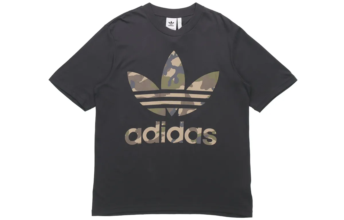 Adidas Originals T-Shirts Men's Black Crew Neck Moderate Straight Fit