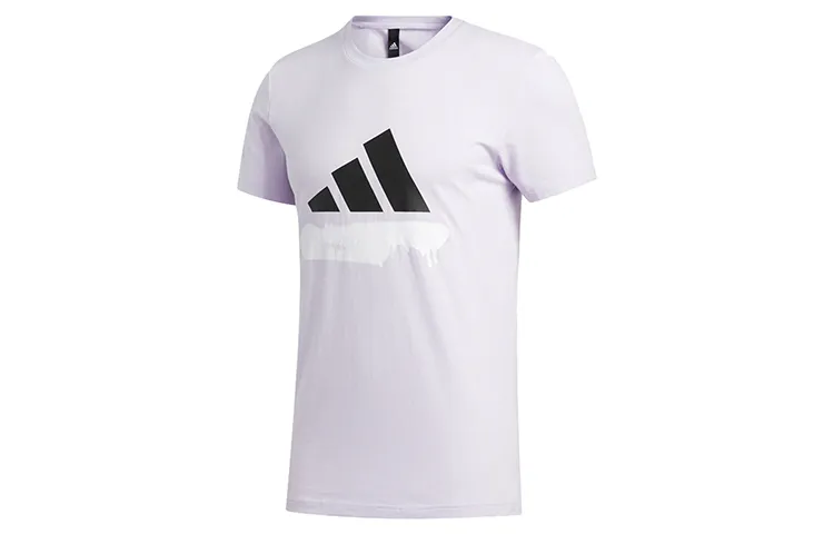 Adidas T-Shirts Men's Purple Crew Neck Moderate Straight Fit