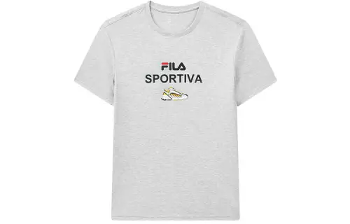 FILA T Shirts Men's Light Gray Crew Neck Moderate