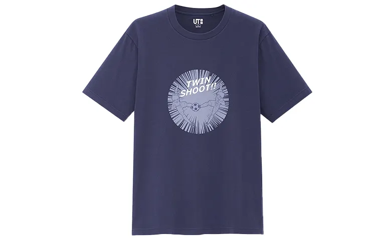 UNIQLO Print Straight Fit T Shirt Unisex Dark Blue