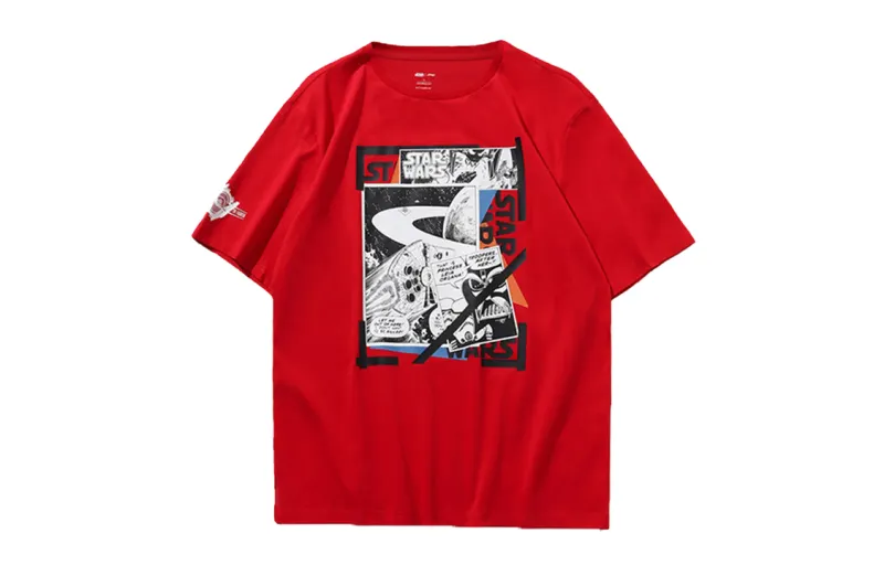 Li Ning T Shirts Men's Bull Red Crew Neck Moderate Straight Fit