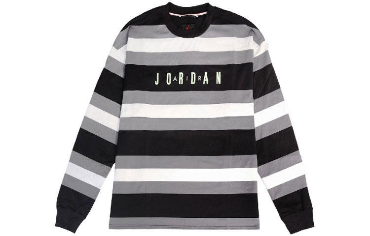 Jordan Sport DNA American Letter Color Block Striped Long Sleeve Sweatshirt Men's Black