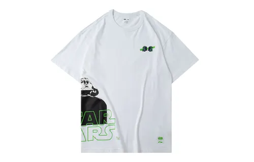 Li Ning T Shirts Men's White Crew Neck Moderate Straight Fit