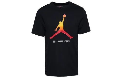 Jordan T Shirts Men's Black Crew Neck Moderate Straight Fit