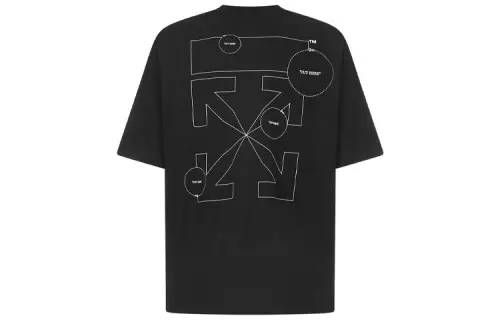 OFF WHITE Dinosaur Series T Shirts Men's Black Crew Neck Moderate Straight Fit