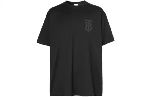 Burberry T Shirts Men's Black Crew Neck Moderate Straight Fit
