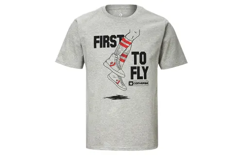 Converse T Shirts Men's Gray Crew Neck Moderate Straight Fit