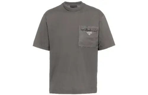 PRADA T Shirts Men's Gray Crew Neck Moderate Straight Fit