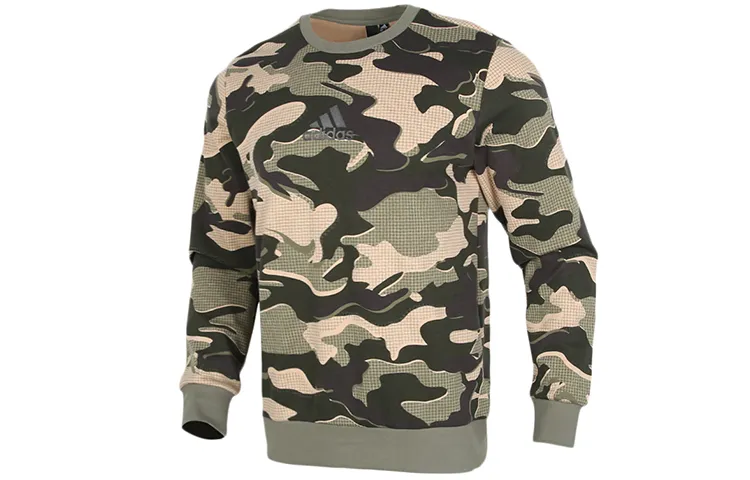 Adidas Sweatshirts Men's Camouflage Crew Neck Moderate Regular