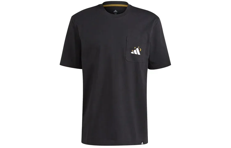 Adidas T-Shirts Men's Black Crew Neck Moderate Straight Fit