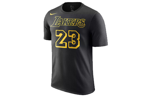 Nike Los Angeles Lakers LeBron James Lakers Print Short Sleeve T-shirt Men's Black