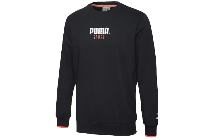 PUMA Sweatshirts Men's Black Crew Neck Moderate Straight Fit