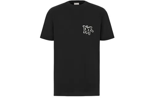 DIOR Quarterly New Products T Shirts Men's Black Crew Neck Moderate Straight Fit