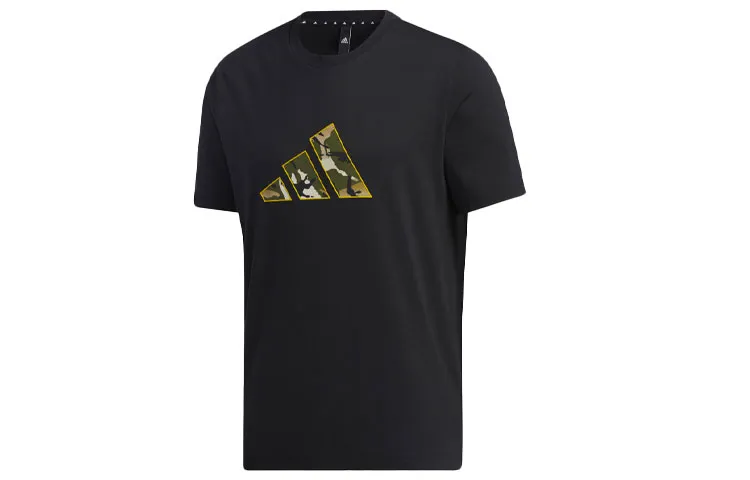Adidas T-Shirts Men's Black Crew Neck Moderate Straight Fit