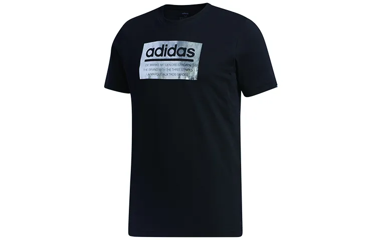 Adidas T-Shirts Men's Black Crew Neck Moderate Straight Fit